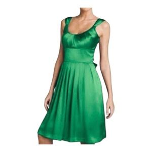 Maggy London Silk Sleeveless Tie Back Knee Length Dress In Green Size 4